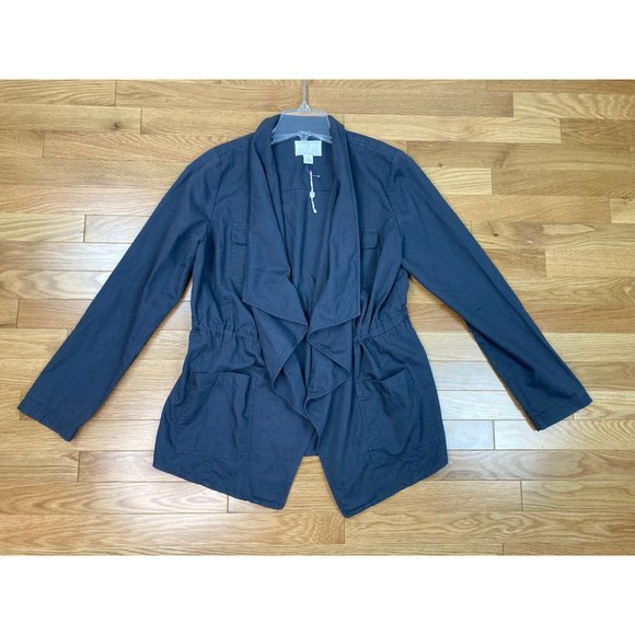 *Caslon Gray Draped Utility Jacket Womens Med Pockets Ties At Waist Casual - Picture 3 of 7